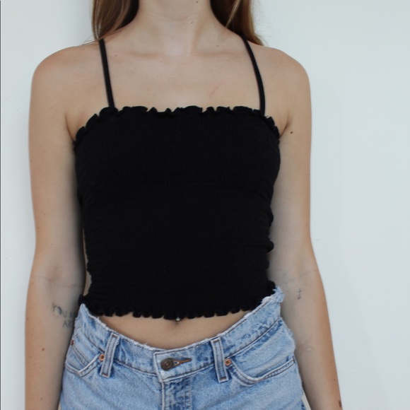 black smocked tank top